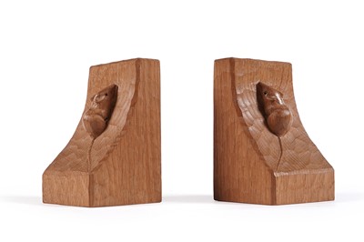 Lot 195 - Robert ‘Mouseman’ Thompson: a pair of adzed oak bookends