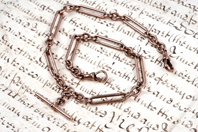 Lot 295 - An early 20th Century 9ct rose gold fetter-link watch chain