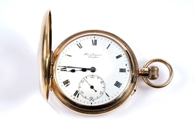 Lot 425 - An early 20th Century 18ct gold cased half hunter pocket watch by J W Benson of London