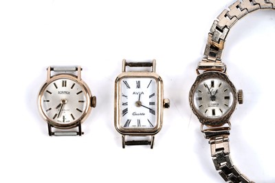 Lot 410 - Three mid-20th Century lady's 9ct gold cased wristwatches