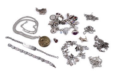 Lot 303 - Silver and other jewellery including charm bracelets