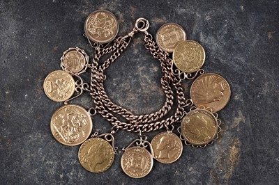 Lot 326 - A gold coin bracelet