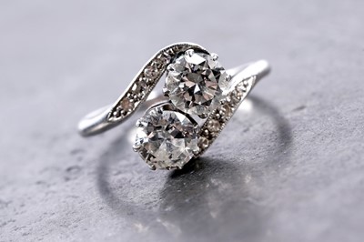 Lot 329 - A two-stone diamond ring