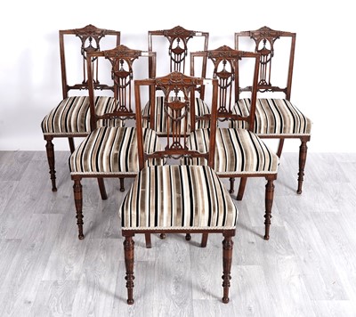 Lot 50 - Carnaby & Gullachsen, Newcastle upon Tyne: a set of six Edwardian mahogany dining chairs