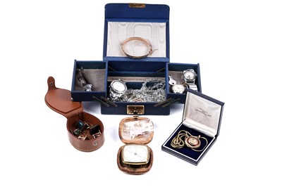 Lot 400 - Watches and jewellery including a 1940's wristwatch; and yellow-metal watch links