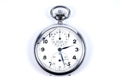 Lot 401 - Heuer - An open face chronograph pocket watch