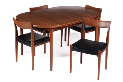 Lot 23 - Troeds Sweden: a Nils Jonsson teak extending dining table; and four ‘Kontiki’ dinning chairs