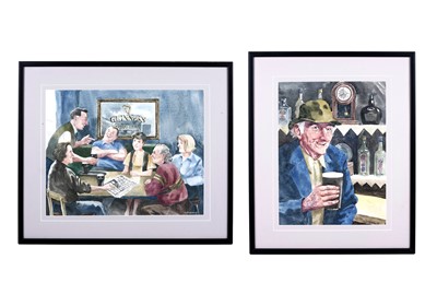 Lot 577 - Jim McDonald - Two pub studies featuring Guinness | watercolours