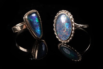 Lot 333 - Two opal rings set on 9ct gold