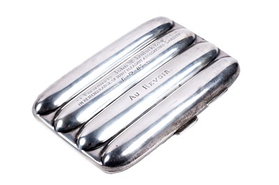 Lot 525 - An Edwardian silver cigar case with 'Au Revoir' inscription