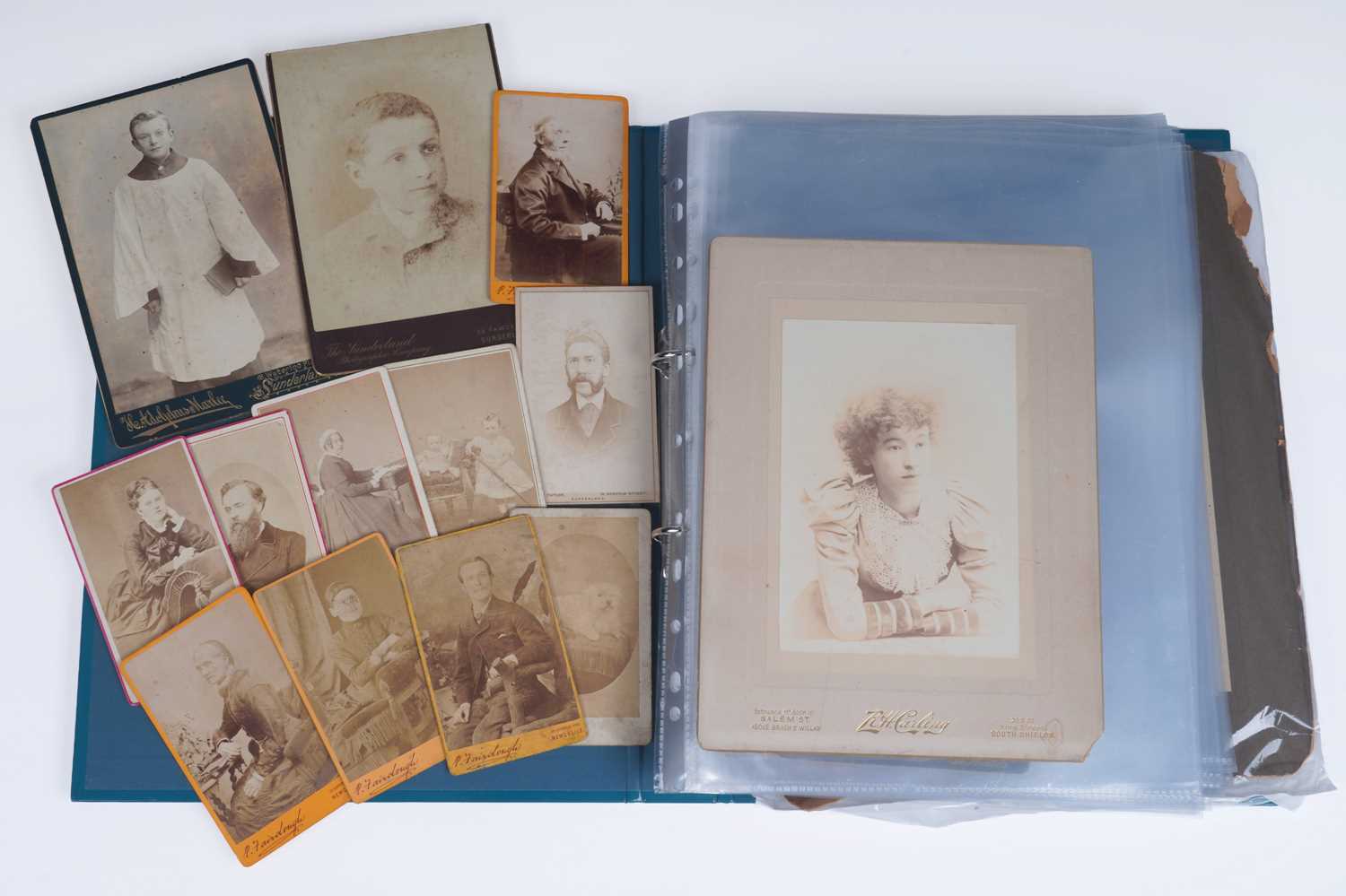 Lot 266 - South Shields and Sunderland interest: an album cabinet and Carte de Visite cards