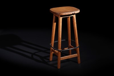 Lot 583 - Robert ‘Mouseman’ Thompson: an adzed oak bar stool