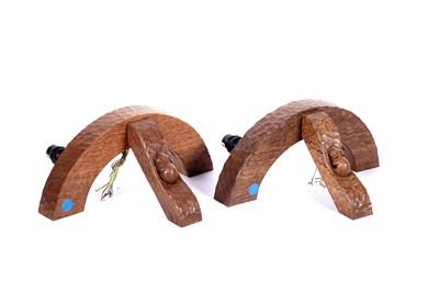 Lot 484 - Robert ‘Mouseman’ Thompson: a pair of adzed oak demi-lune wall lights