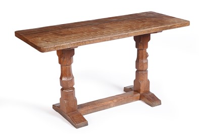 Lot 591 - Robert ‘Mouseman’ Thompson: an adzed oak refectory dining table