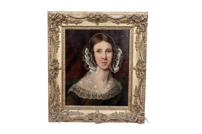 Lot 222 - Mid-19th Century British School - Portrait of a lady in a lace pelerine | oil