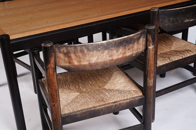 Lot 24 - Vico Magistretti: a set of six ‘Carimate’ oak and rush seated chairs and matching table
