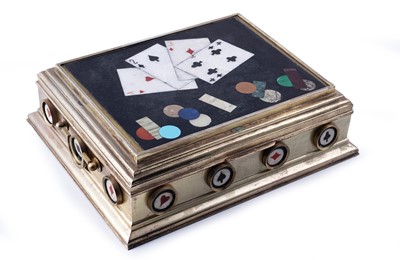 Lot 210 - A pietra-dura and gilt brass games box