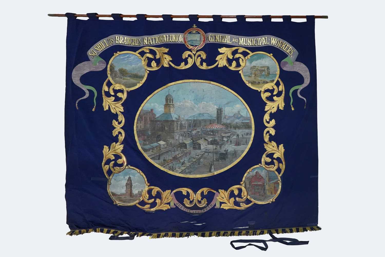 Lot 283 - A trade union banner for the South Shields Branch National Union of General and Municipal Workers