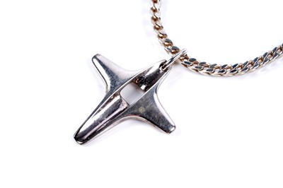 Lot 341 - A Danish Georg Jensen silver star pattern pendant on chain