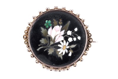 Lot 382 - A 19th Century pietra dura brooch