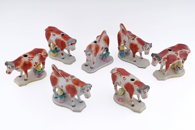 Lot 376 - Seven cow creamers