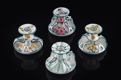 Lot 406 - Four Wemyss candle holders