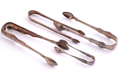 Lot 492 - Georgian and Victorian silver sugar tongs