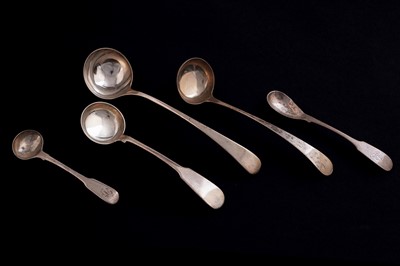 Lot 494 - Georgian silver toddy ladles, a mustard spoon, and a salt spoon