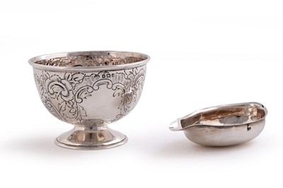 Lot 584 - A Georgian silver pap boat; and an Edwardian silver footed bowl