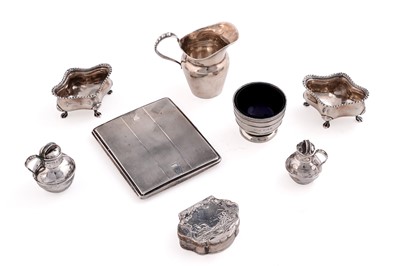 Lot 516 - Novelty silver items including: Edwardian miniature Guernsey milk cans