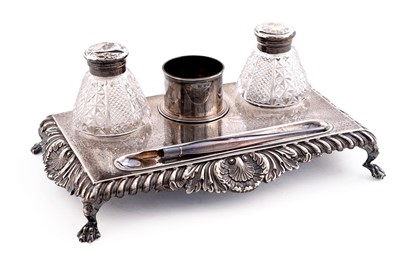 Lot 569 - A Victorian silver pen and ink stand