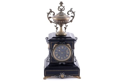 Lot 133 - Japy Freres: a late 19th Century French brass mounted slate 8 day mantel clock