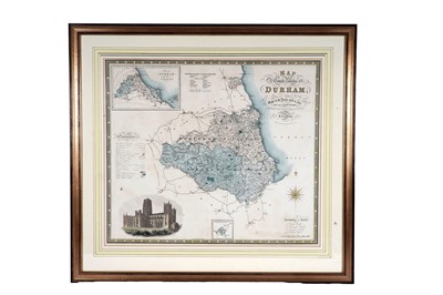 Lot 73 - A 19th Century hand-tinted map of Durham, by C. J. Greenwood