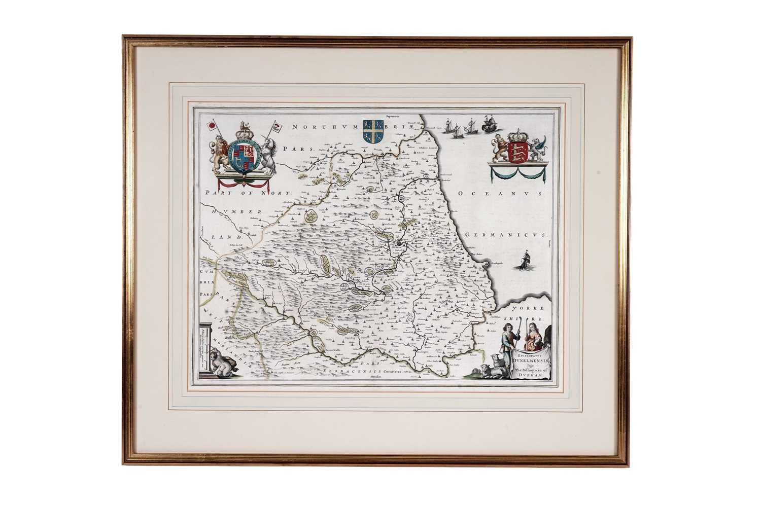 Lot 74 - A 17th Century map of The Bishoprike Of Durham, by Johannes Blaeu