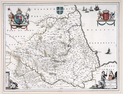 Lot 74 - A 17th Century map of The Bishoprike Of Durham, by Johannes Blaeu