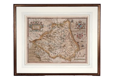 Lot 75 - A 16th Century hand-tinted map of Durham, by Christopher Saxon, c.1576
