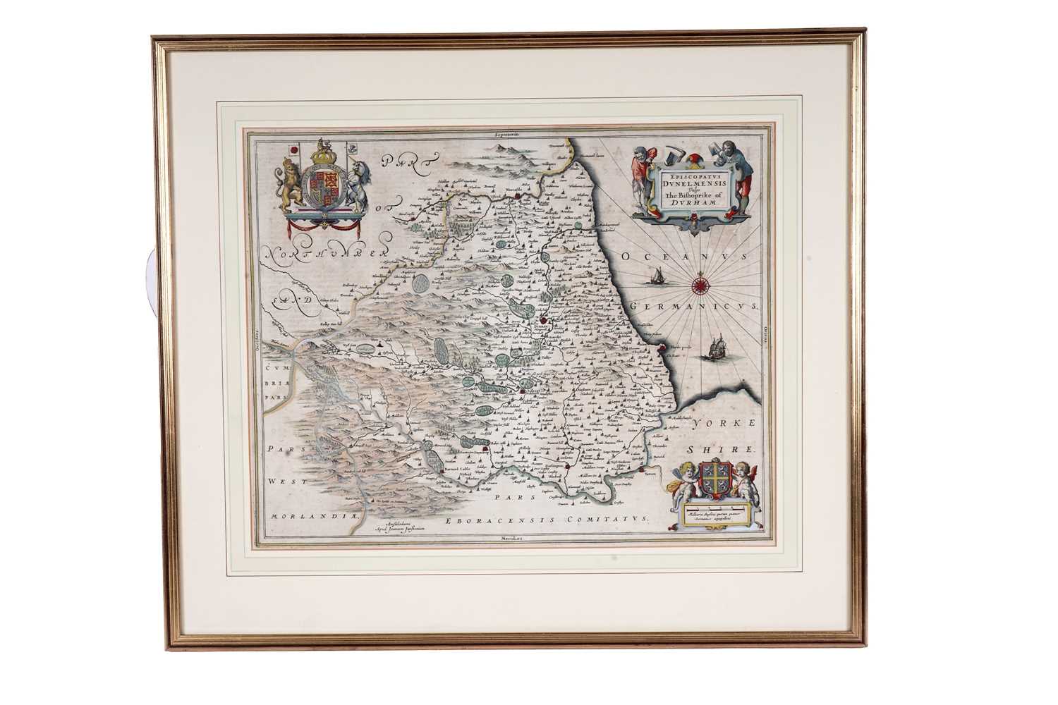 Lot 78 - A 17th Century map of Durham, by Jan Jansson, c.1650