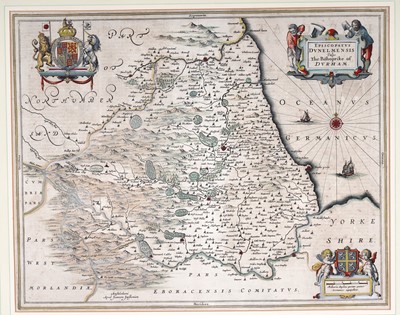 Lot 78 - A 17th Century map of Durham, by Jan Jansson, c.1650
