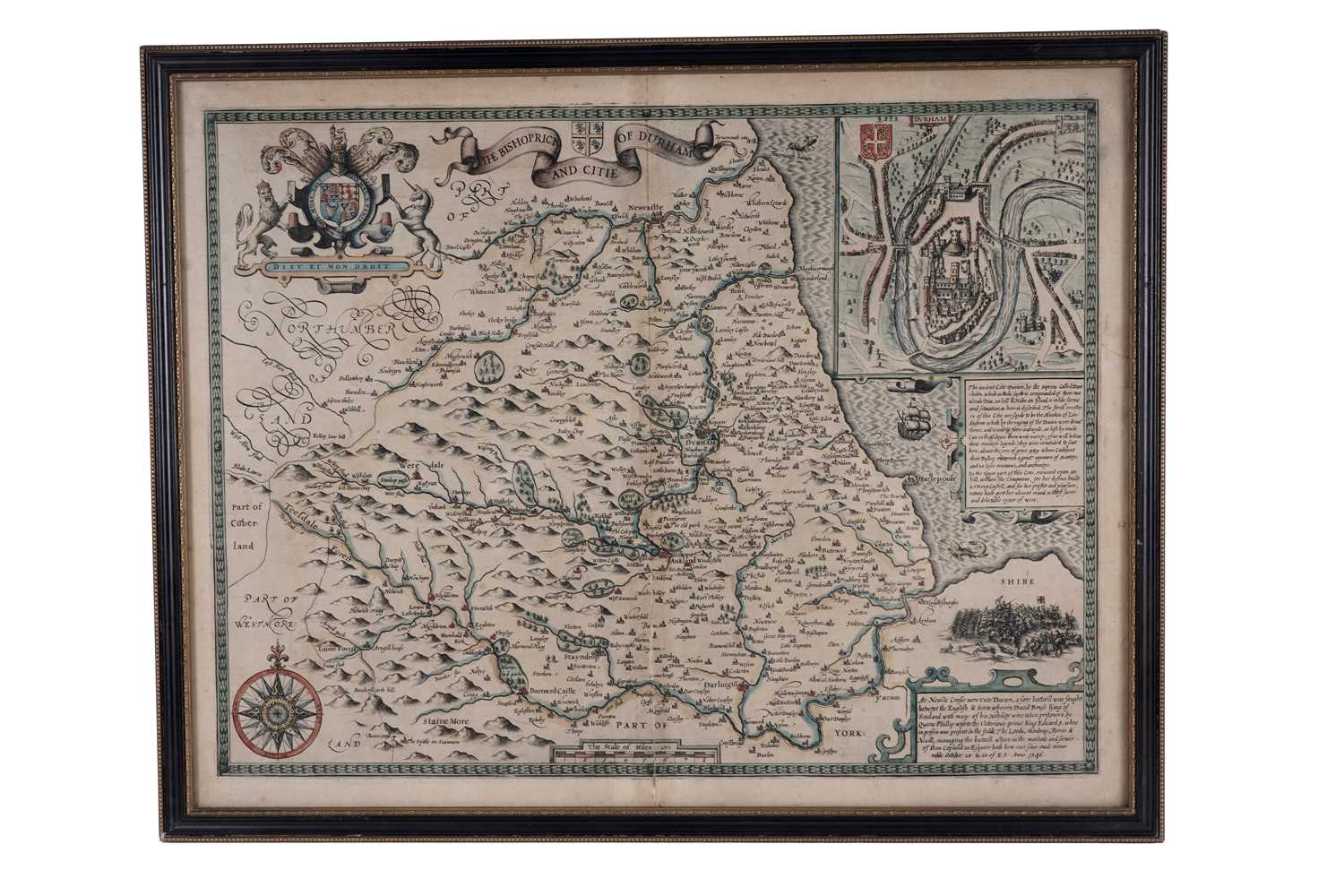 Lot 84 - A 17th Century hand-tinted map of Durham, by John Speed