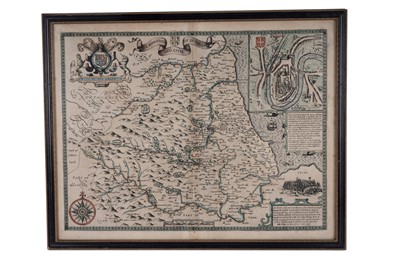 Lot 84 - A 17th Century hand-tinted map of Durham, by John Speed