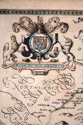Lot 84 - A 17th Century hand-tinted map of Durham, by John Speed