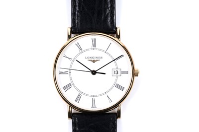 Lot 619 - An 18ct gold cased Longines wristwatch