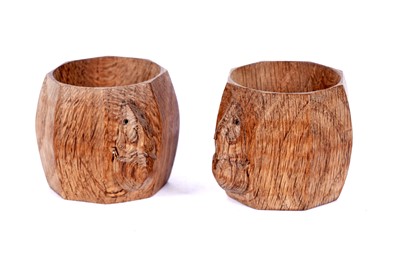 Lot 490 - Robert ‘Mouseman’ Thompson: a pair of adzed oak napkin rings