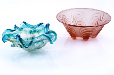 Lot 399 - Studio glass: a ‘Mussel’ bowl by Samuel Reich; and a Murano bowl