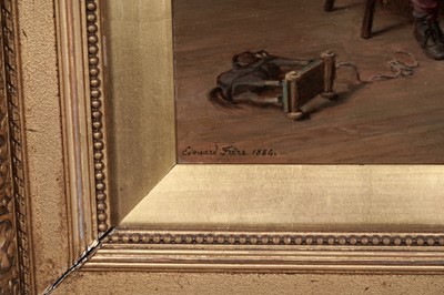 Lot 210 - Pierre Edouard Frere - Mother and child at breakfast | oil