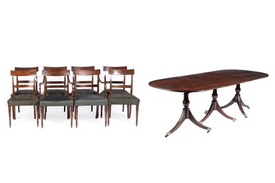 Lot 574 - A set of eight Regency mahogany dining chairs; and a mahogany Regency style table