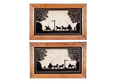 Lot 478 - 19th Century British School - One the Way, and Returning from the Races 1830 | silhouettes