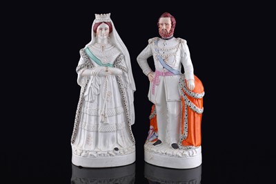 Lot 234 - A large pair Staffordshire figures