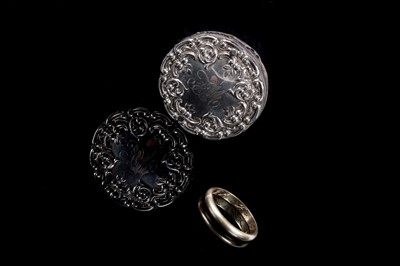 Lot 504 - A 1930's gold wedding band; and a Victorian silver pin cushion