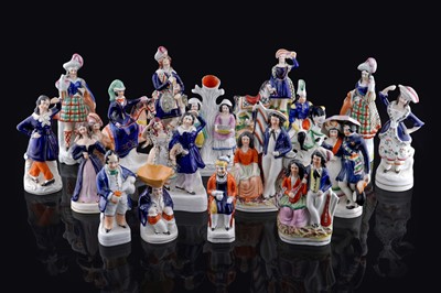 Lot 242 - Seventeen Staffordshire figures